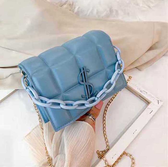 

HBP new high quality ladies fashion shoulder bag classic leather plastic chain 658555, Blue