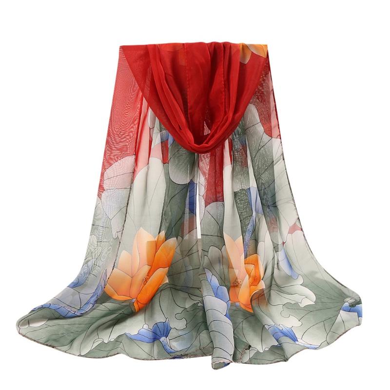 

160*50cm Women Flower Print Long Soft Wrap Scarf Simulation Silk Shawl Scarves foulards femmes soie longue echarpe foulard &F14