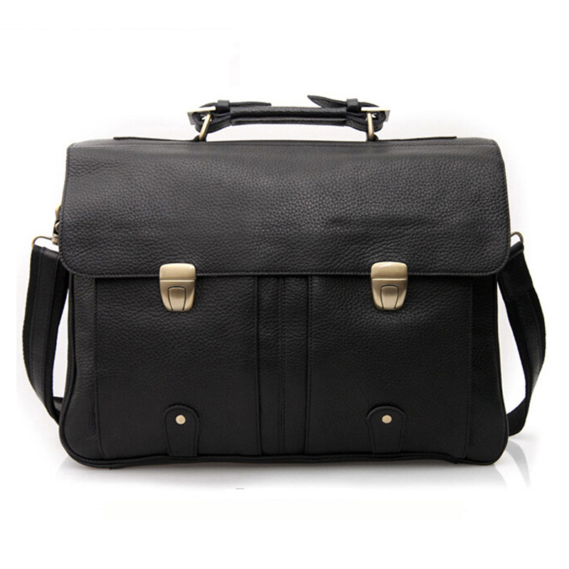 

Male genuine leather folders for 15 "portable tote case messenger bag black