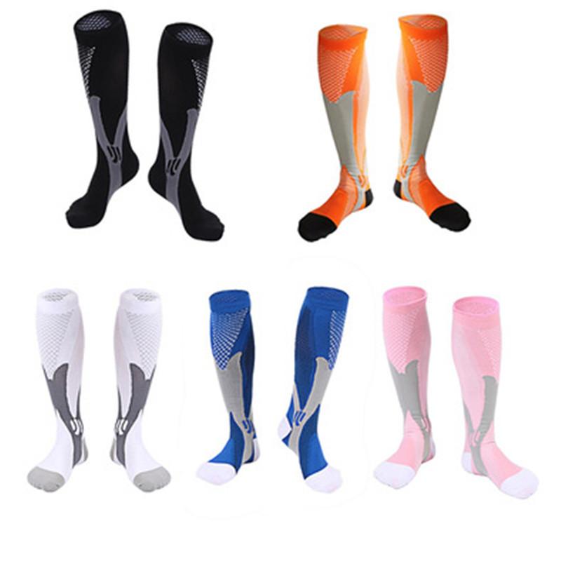 

1 Pair Sports Socks Leg Support Stretch Compression Sock Outdoor Running Athletic Travel Football Breathable Socks Men Women, Pink