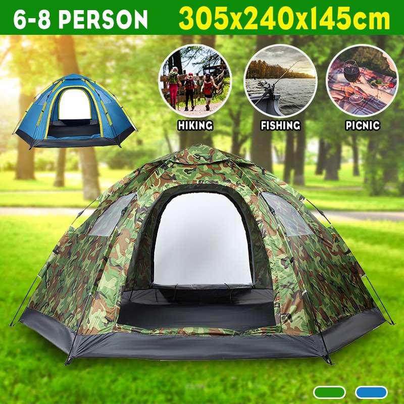 

6-8 Person Backpacking Tent Auto Setup Outdoor Camping 4 Season Tent Home Double Layer Waterproof Hiking Trekking Hexagon