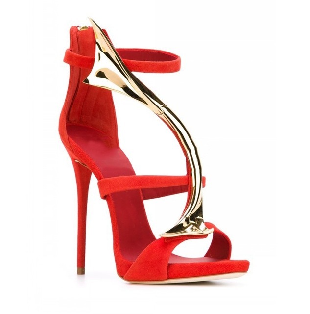 

2021 Designer Toe Open Sandals with Women's Gold Metal Decoration Snake Sexy High Heels 68zb, The picture