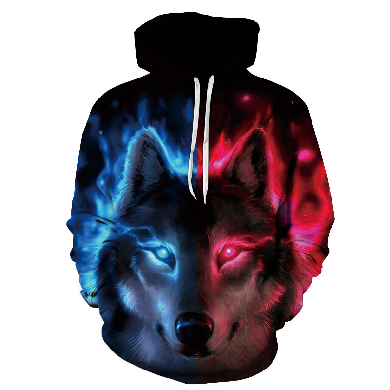 

2021 New Custom 3d Lovers Unisex Flame Wolf Full Printing Sweatshirt Hoodies Cxi0, W4