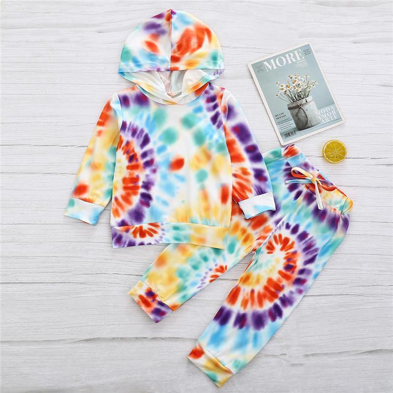 

Newborn Baby Girls Clothing Set Tie Dye Print Hoodie Sweatshirt Tops+Pants Baby Boys Sports Toddler Girls Casual Outfits Sets1