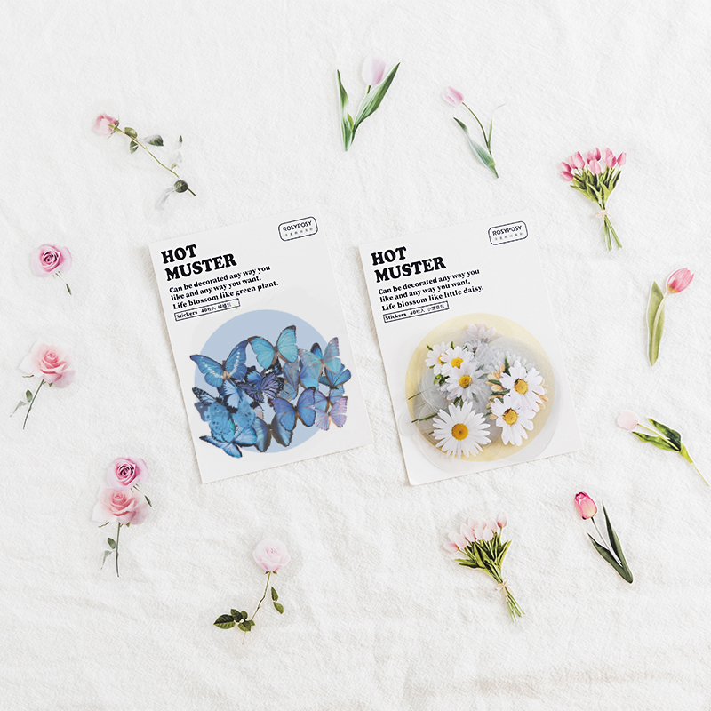 

40pcs/lot Kawaii Butterfly Stickers vintage statue Stickers Daisy Stickers for Hand Account Kawaii Cartoon Decorative stationery