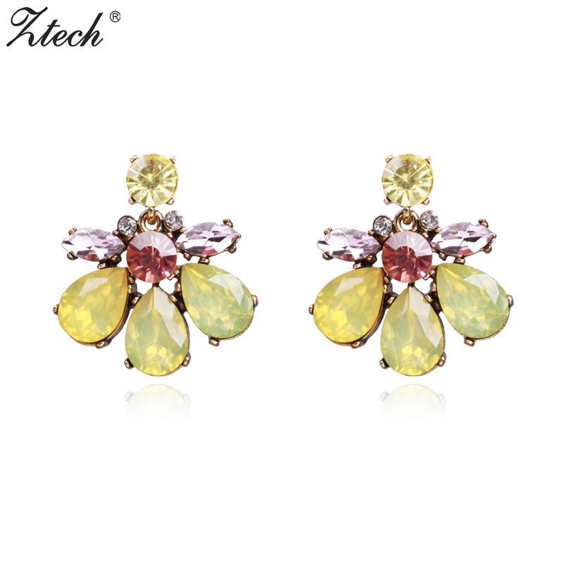 

Ztech Popular Pink/Yellow Color New Earrings For Women Fashion Statement Jewelry Wedding Party Gifts Drop Earrings Pendientes