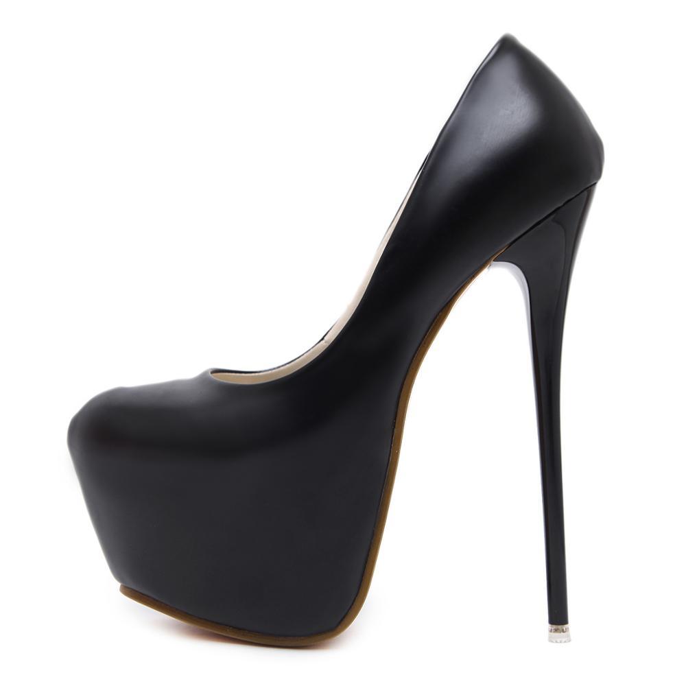 

2020 Sexy Large Size45 Wedding Bride Women Shoes Fetiche Concise Woman Bars 16cm High Enveloped Leather Bombs E36t, The picture