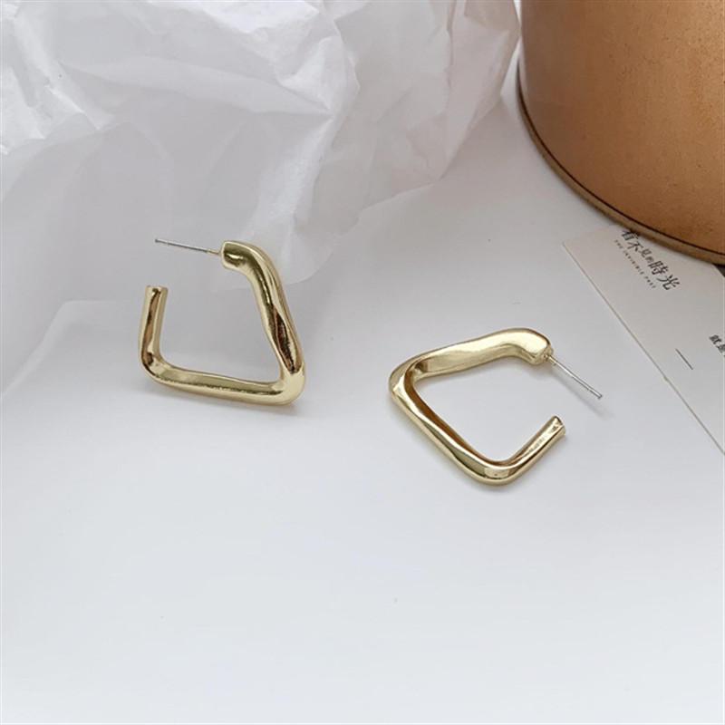

triangle Stud Earrings Gold silver color Geometric Simple metal irregular Ear Jewelry for Women Girls Hollow Accessories