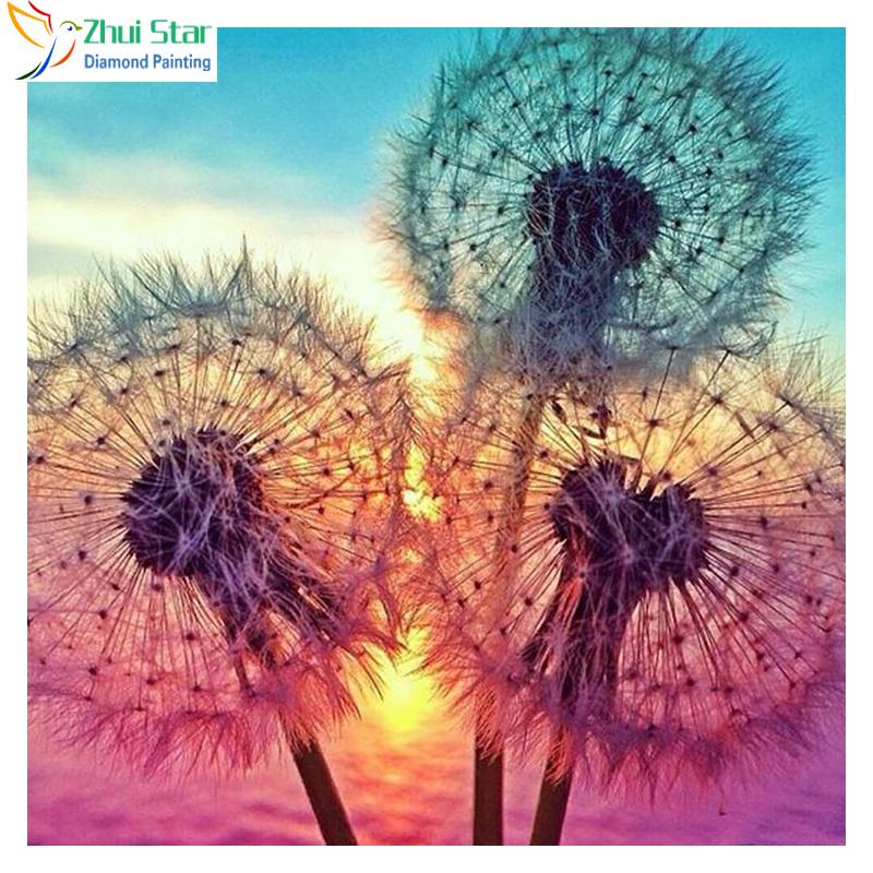 

Zhui star 5d diy Diamond embroidery colorful dandelion diamond painting Cross Stitch full square Rhinestone mosaic decoration zx