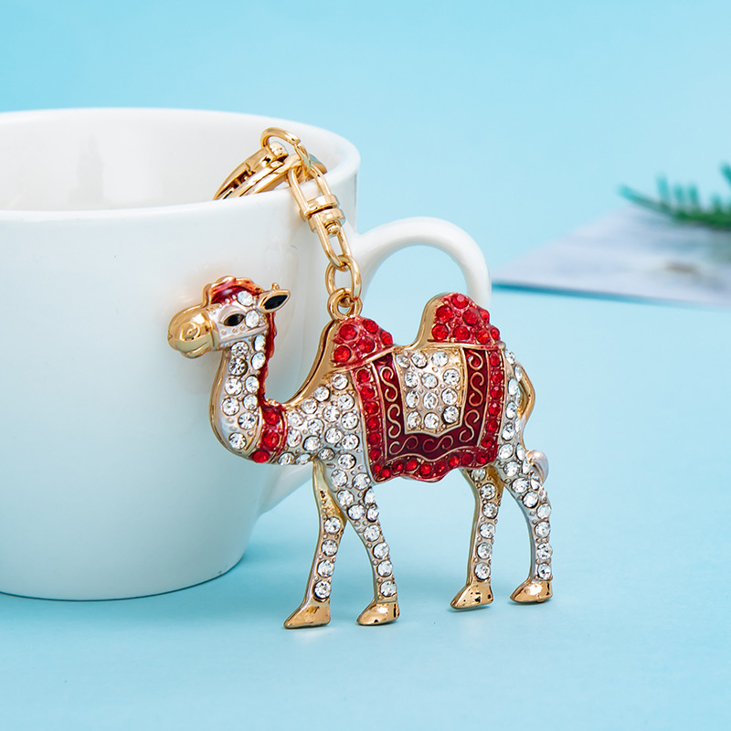 Lovely cute desert Camel colorful diamond rhinestone animal keychains popular fashion ins luxury designer bag charms keychains