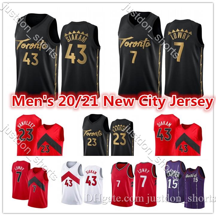 

Men's 2021 New Red Kyle 7 Lowry Pascal 43 Siakam Jersey Fred 23 VanVleet Vince 15 Carter Tracy 1 McGrady Black City Basketball Jerseys, Shows