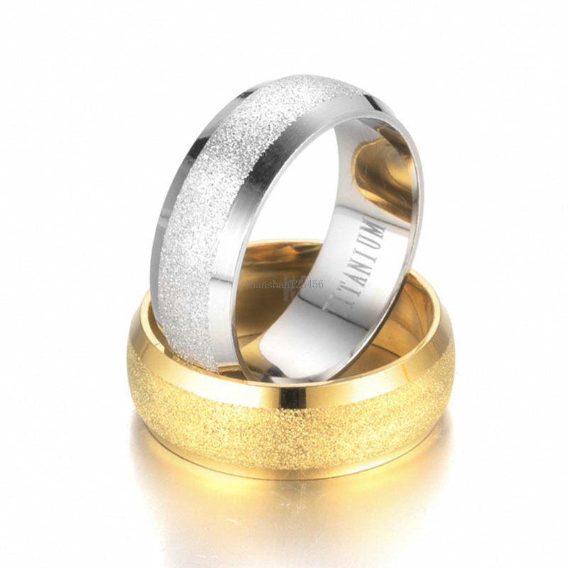 

Blank Gold Dull Polish Rings Stainless Steel Frosted Ring engagement Wedding rings band for women men fashion jewelry will and sandy
