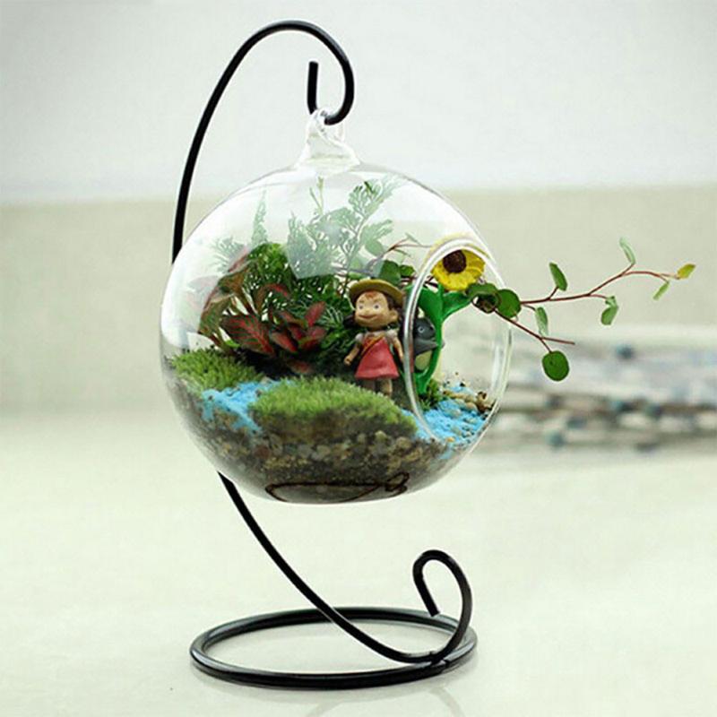 

Creative Candlestick Stand Home Decoration Iron Metal Lantern Stand Hanging Candlestick Glass Globe Candle Ornament Holder