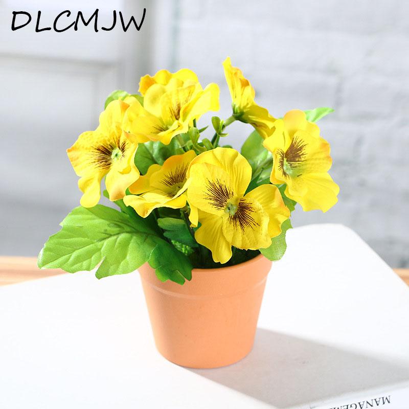 

Artificial flower plants Potted indoor simulation Green plants Small bonsai silk Flower Potted wedding home office decoration