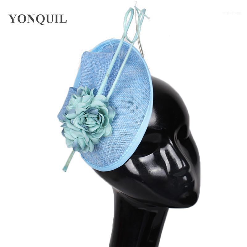 

Women charming wedding party fascinator with ostrich quill adorn hat flower decoration millinery event shows hair accessories1