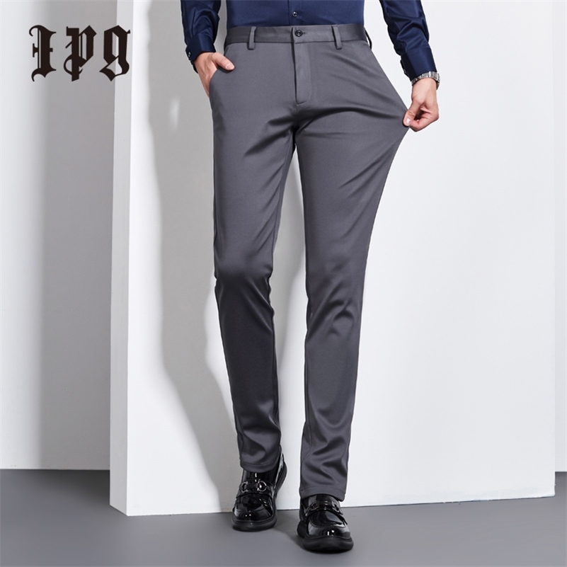 

Ipg New Fashion Mens Business Casual Pants High Elasticity Soft Men Pant Male Long Trousers Gentleman Work Wear Plus Size 201109, 01c black