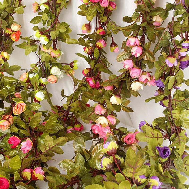 

Artificial Silk Rose Flower Wisteria Vine Rattan Hanging Flower Garland For Wedding Party Home Garden Decoration1, Purple
