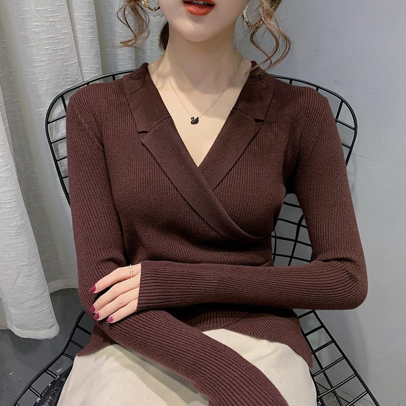 

Sweaters for Women Winter Clothes for Women 2020 Long Sleeve V-Neck Knitted Sweater Pullover Clothing Tops D959, Black