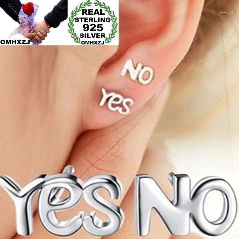 

Stud OMHXZJ Wholesale European Fashion Woman Girl Party Wedding Gift White YES NO 925 Sterling Silver Earrings EA521