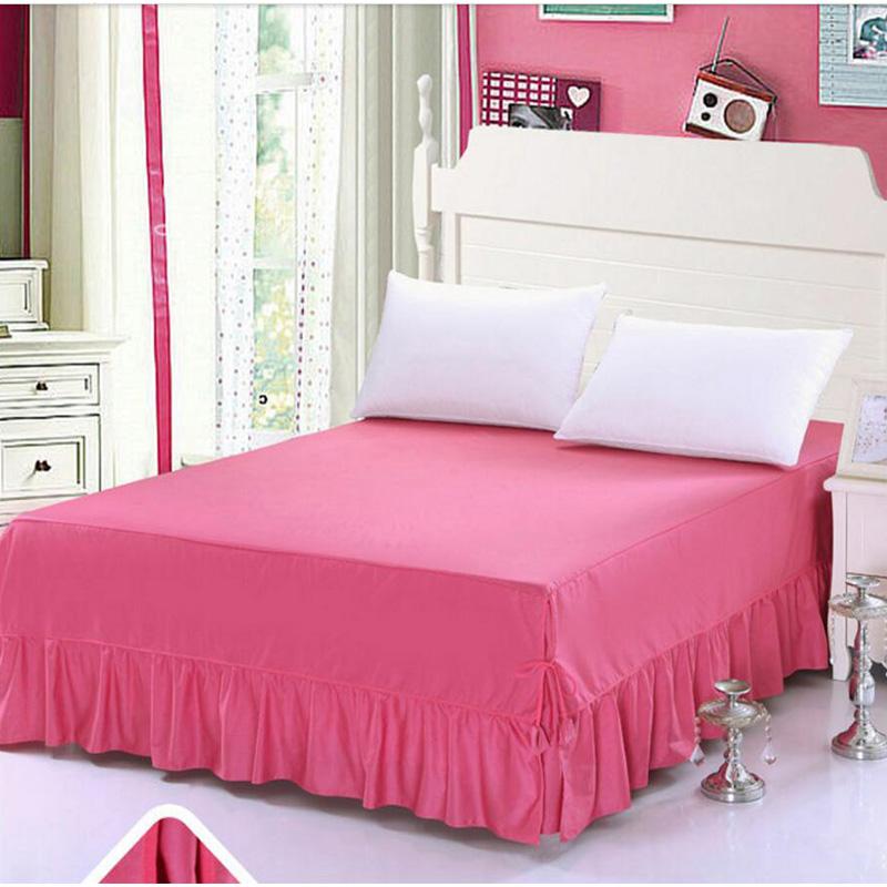 

New solid color 100% cotton bed cover set hot sale 1.8m 2m bedspreads bed mattress cover high quality bedskirt coverlet set