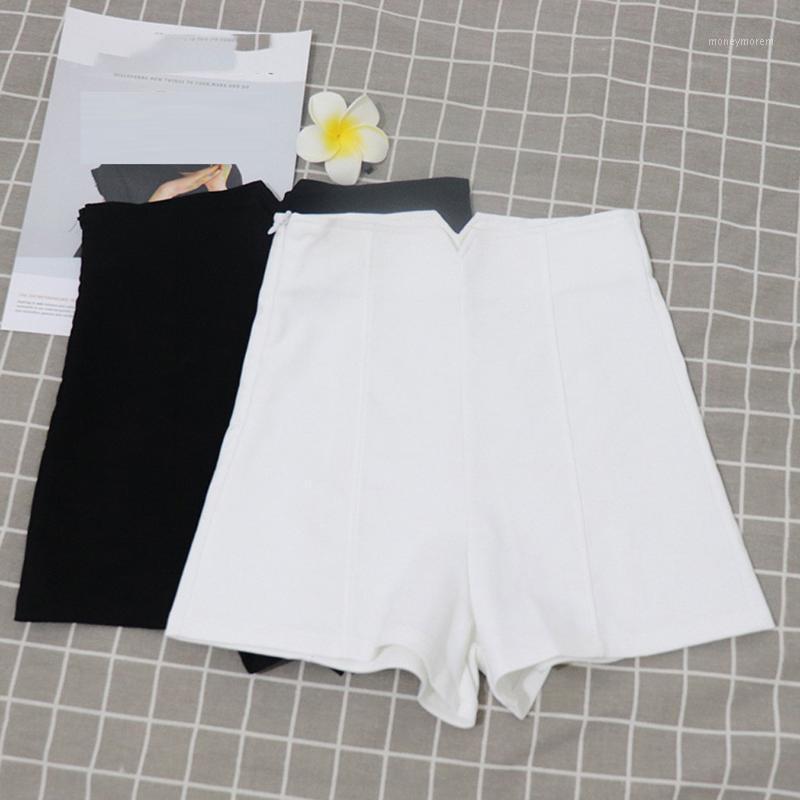

2020 Summer Shorts Women High Waist Solid Casual Shorts Ladies Zipper Loose Ladies Contracted Style G41, Black