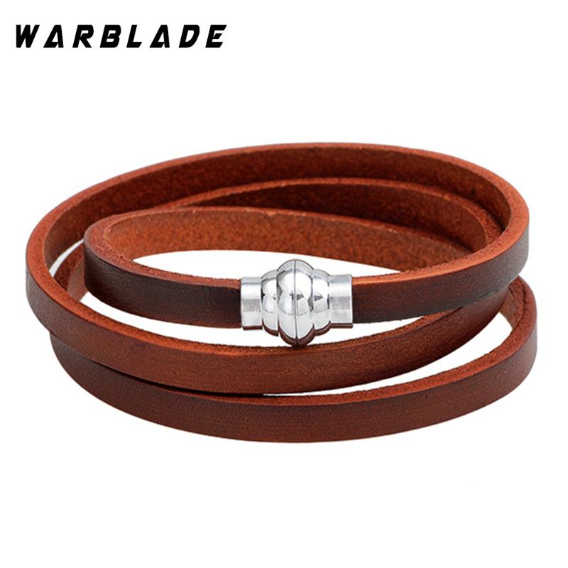 

2020 New Fashion Jewelry Pulseira Men Bracelets Bangles Multilayer Geunine Leather Bracelet Punk Street beat Wristband WBL