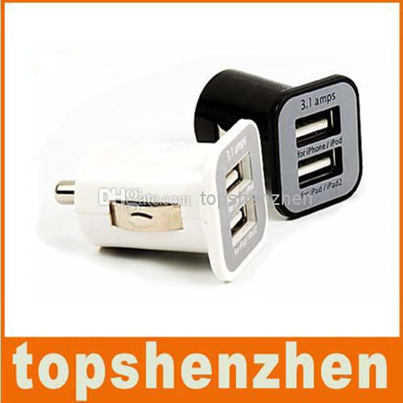 

3.1A Car Charger Dual USB 2 Port Vehicle Portable Auto Power Charging Adapter For Huawei LG Iphone 5 5S 5 7 9 10 11 For Samsung S20 Plus S21 ultra mp3 GPS Speaker