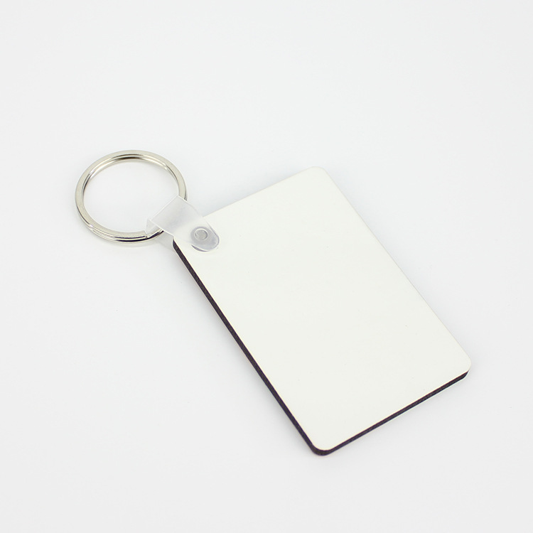 

60*40*3mm Sublimation Blank Keychain MDF Square Wooden Key Pendant Thermal Transfer Key Ring White DIY Key Chain Party Favor Gift db267