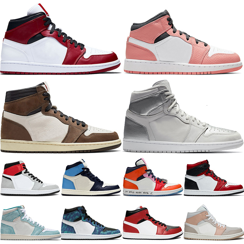 

2021 New Arrival Mens Basketball Shoes 1 1s Fashion MID Chicago GS Pink Quartz Women Mens Jumpman Obsidian UNC Trainers Sneakers, 33 mid se fearless blue the great 36-46