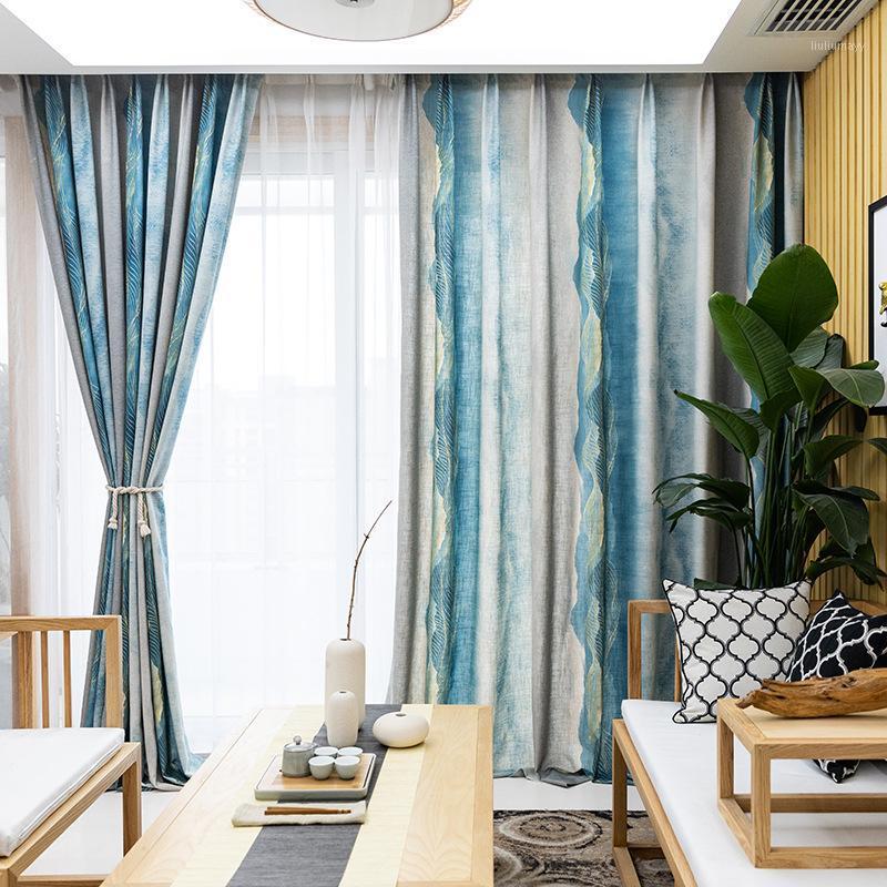 

Modern Simple New Chinese Style Thick Cotton Thick Pattern Print Curtains Curtains for Bedroom Living Room Blackout1, Tulle