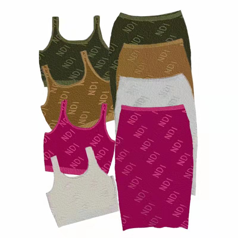 

2022 High quality Two Piece Dress Designer sling + Half skirt Women Track suits fashion suit, Multi