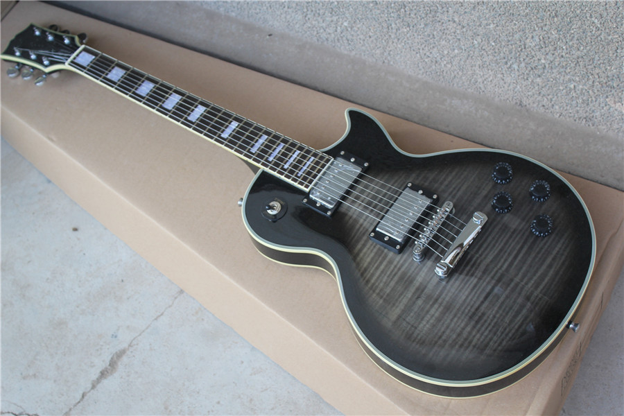 

Flame Maple Veneer Electric Guitar with Chrome hardware,2 pickups,Fixed bridge,Body binding,can be customized