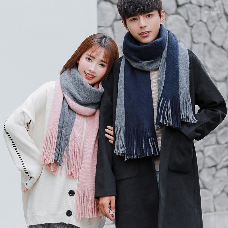 

Men's Scarf Autumn and Winter Women's Versatile Simple New Knitted Thickened Warm Sjaal Winter Echarpe Femme Hiver Luxe1