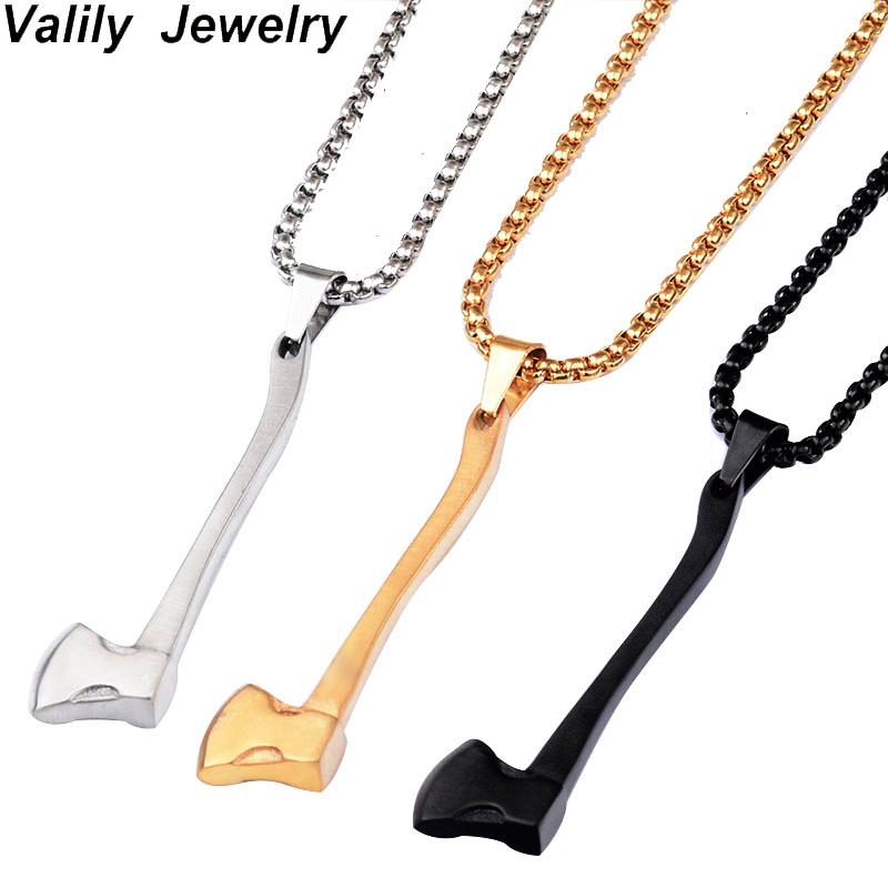 

EdgLifU Men's Simple Lumberjack Axe Pendant Necklace Stainless Steel Black Woodcutter Axe Necklace for Male Long