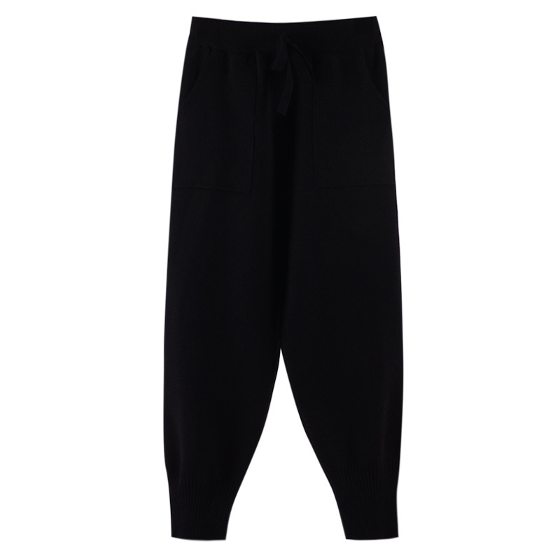 

2021 New Elastic Waist Thick Harem for Women Workwear Trousers Casual Loose Carrot Sport Ankle Length Knitted Pants 3kut, Pink