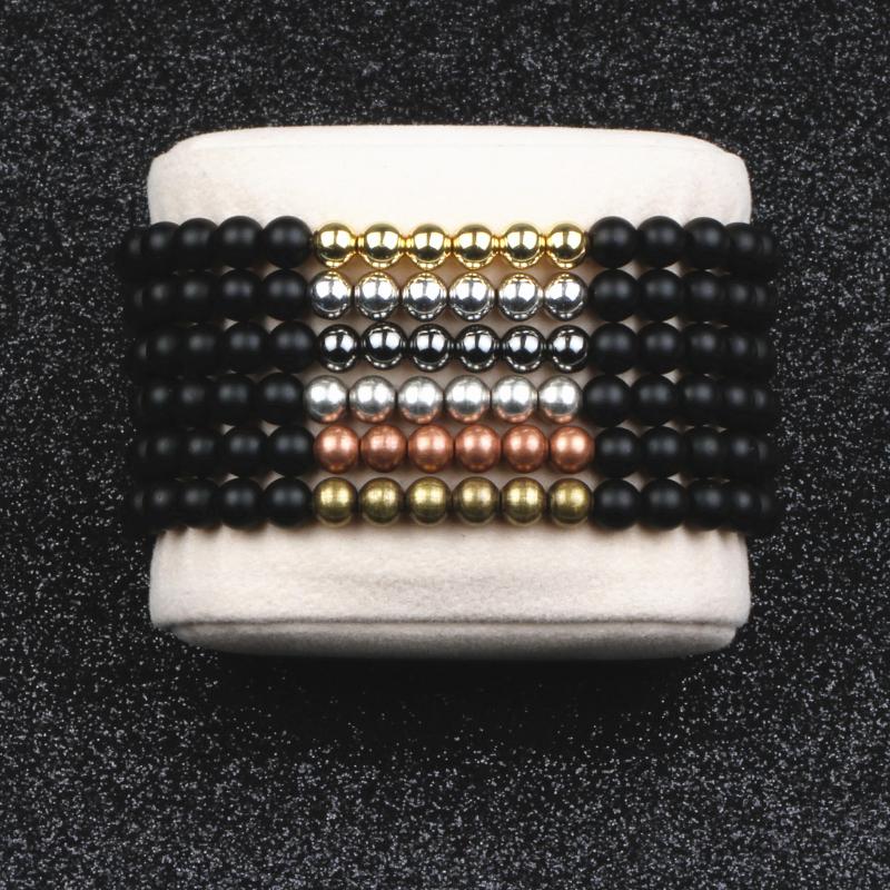

New Gothic Vintage Bracelet 6mm Round Matte Stone Braid Copper Beads Viking Classic Style Charm Pulseras For Men Women Jewelry