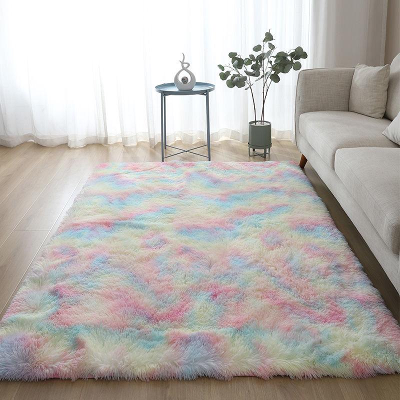 

Carpet Tie Dyeing Plush Soft Carpets For Living Room Bedroom Anti-slip Floor Mats Bedroom Water Absorption Carpet Rugs, Style2