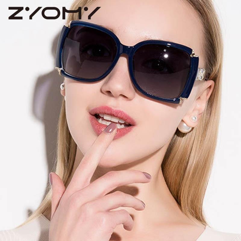 

Q Brand Designer Luxury Diamond Sunglasses Women Polarized Retro Large Frame Sunglasses Driving Goggles Shades Mirror