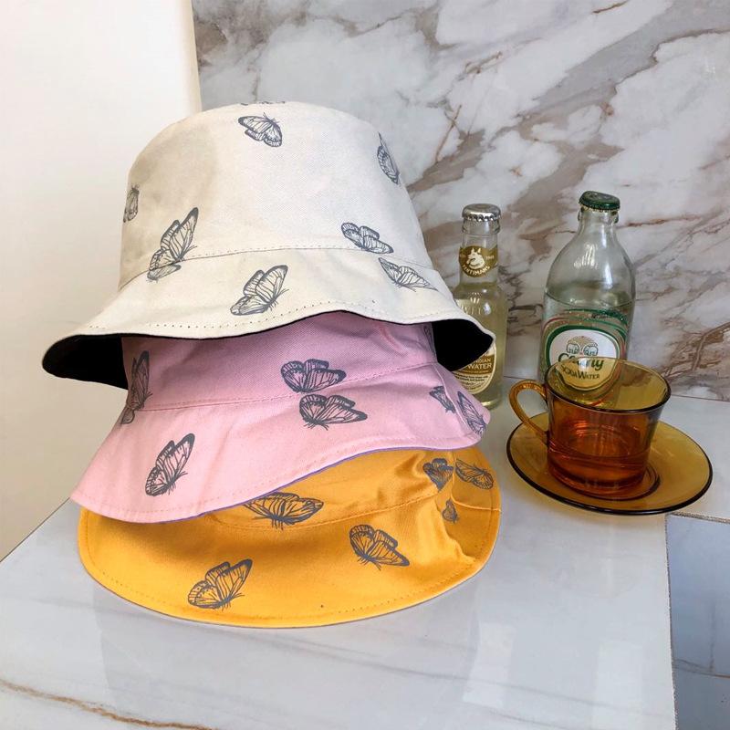 

Wide Brim Hats Women Butterfly Double Sided Embroidery Autumn Winter Bucket Hat Foldable Sun Cap Hip Hop Fishing Outdoor Gift, Yellow