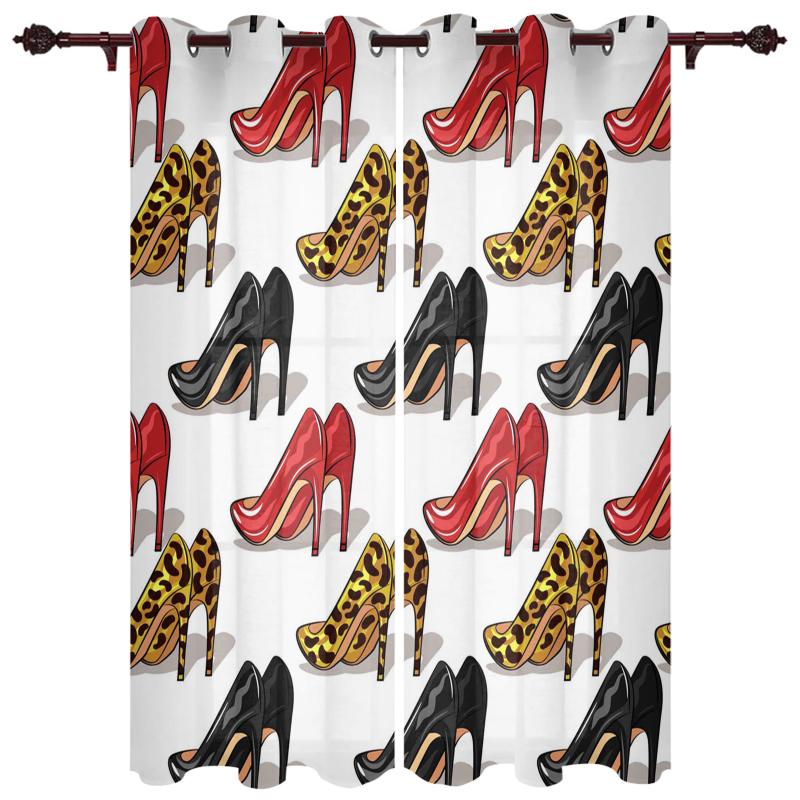 

Valentine'S Day High Heels Window Curtains Bedroom Kitchen Drapes Panel Curtains for Living Room Christmas Home Decor, As pic