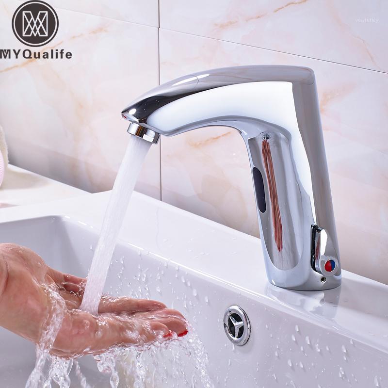 

Faucet Sensor Bathroom Automatic Hands Touch Free Water Saving Inductive Water Tap Battery Power Basin Faucet Hot Cold1