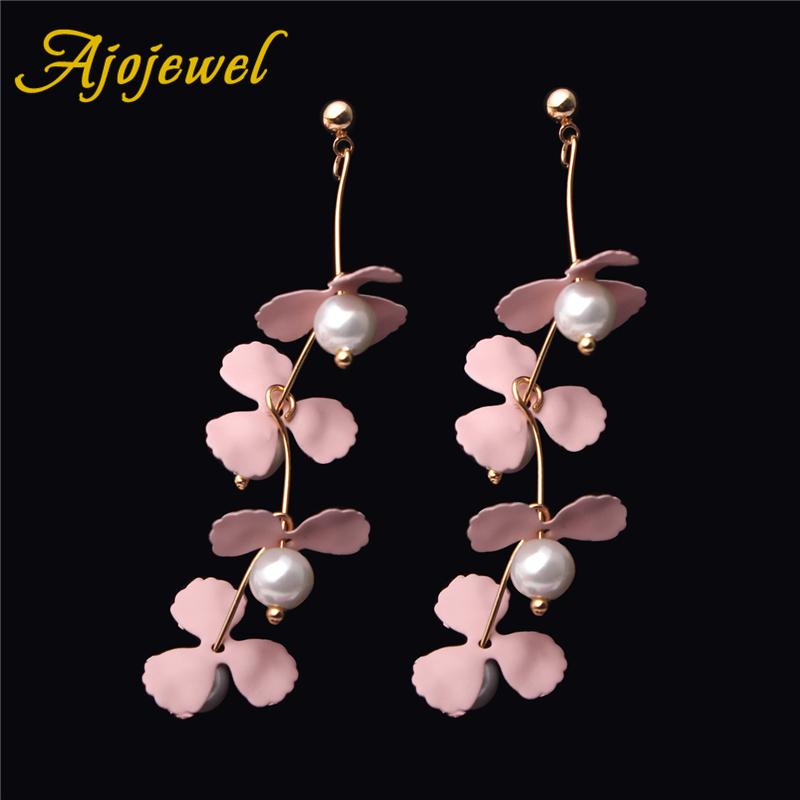 

Ajojewel Simulated Pearl Earrings Flower Jewelry For Girls Women Sweet Gifts