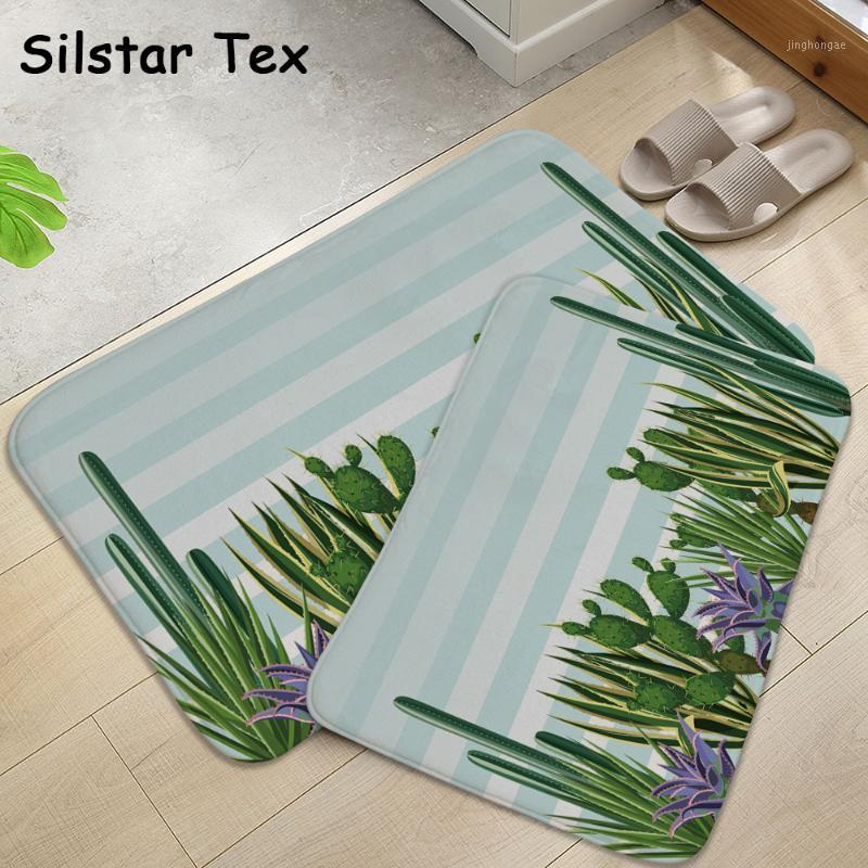 

Silstar Tex cactus Door Floor Green Plant Printing Carpet Home Textile Fresh Style Mat Coral fleece Rug In The Hallway Balcony1, Scst002-5