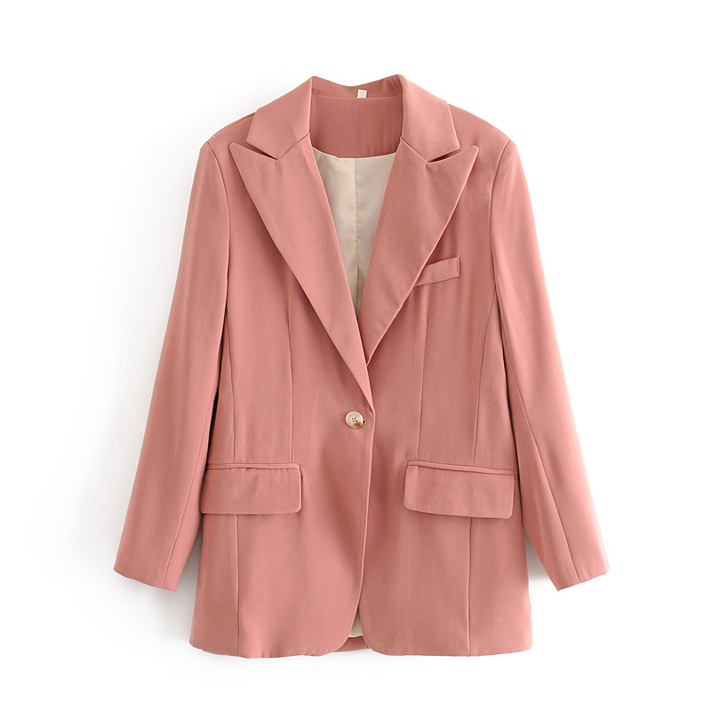 

2021 New Women of Vintage Elegant Necklace Engraved Blazer Fashion Ladies Pink Blazers Casual Female Jacket Suits Chic Suit Girls LOWE