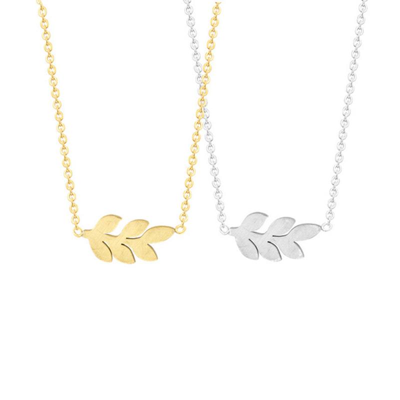 

Ethnic Jewelry Plant Feather Laurel Leaves Olive Leaf Branch Necklace for Women Stainless Steel Gold Chain Bijoux Femme