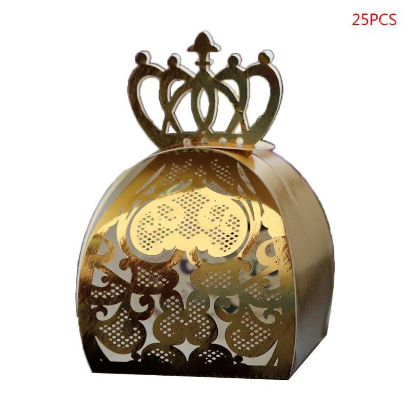 

25pcs/pack Love Heart Crown Laser Cut Hollow Favors Gifts Chocolate Candy Boxes Baby Shower Wedding Party Supplies 72XF1