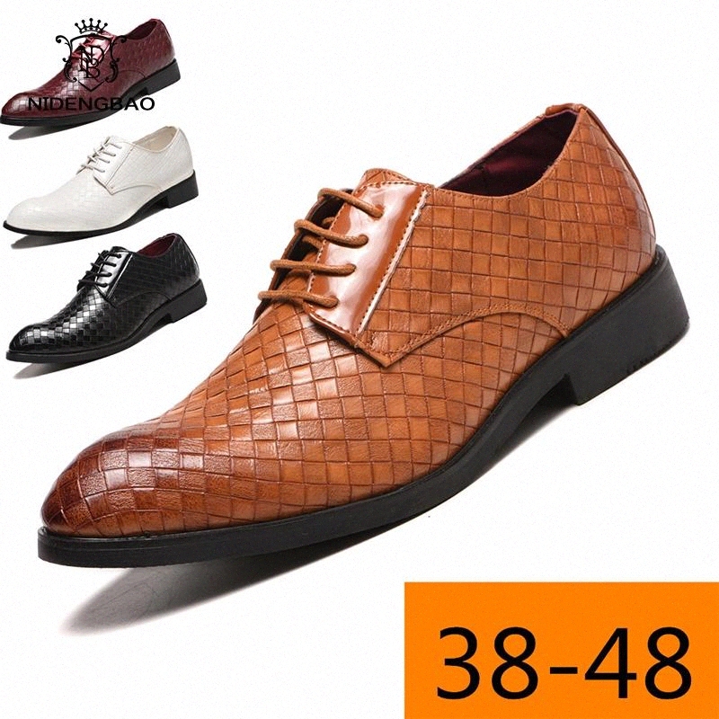 

Brand Business Men Shoes Big Size 38-48 Formal Dress Shoes Man Pointed Oxford PU Leather Flats Casual Shoes Men Office Footwear #3c2e