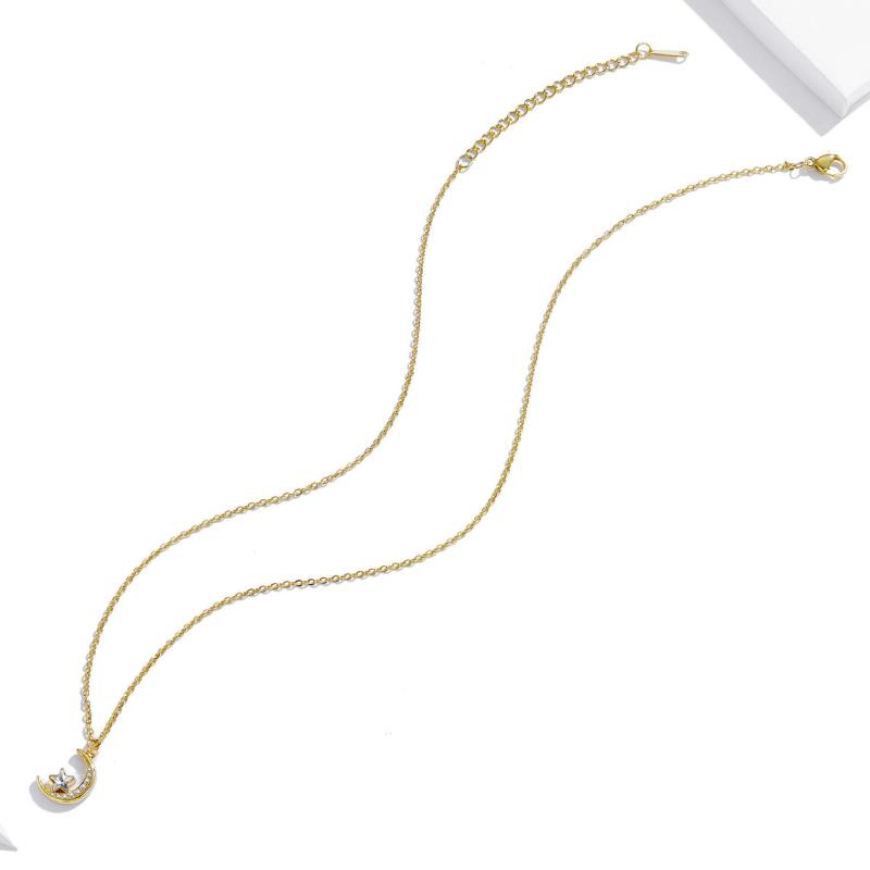 

Pendant Necklaces Electroplated Golden Xingyue Titanium Steel Necklace Smart Small Diamond-Embedded Temperamental Minority Clavicle Chain