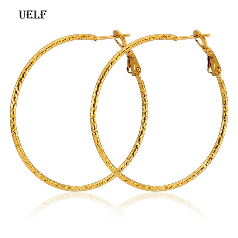 

Hoop & Huggie Uelf 1Pair Earrings Big Circle Earring Fashion Jewelry For Women Girls Steampunk Ear Clip Korean 2021