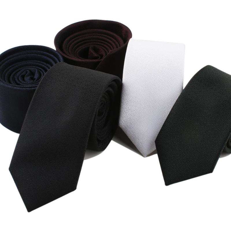 

New 7cm Handmade Neck Ties for Men Men's Necktie Polyester Solid Color Jacquard Skinny Suit Black Classic Tie